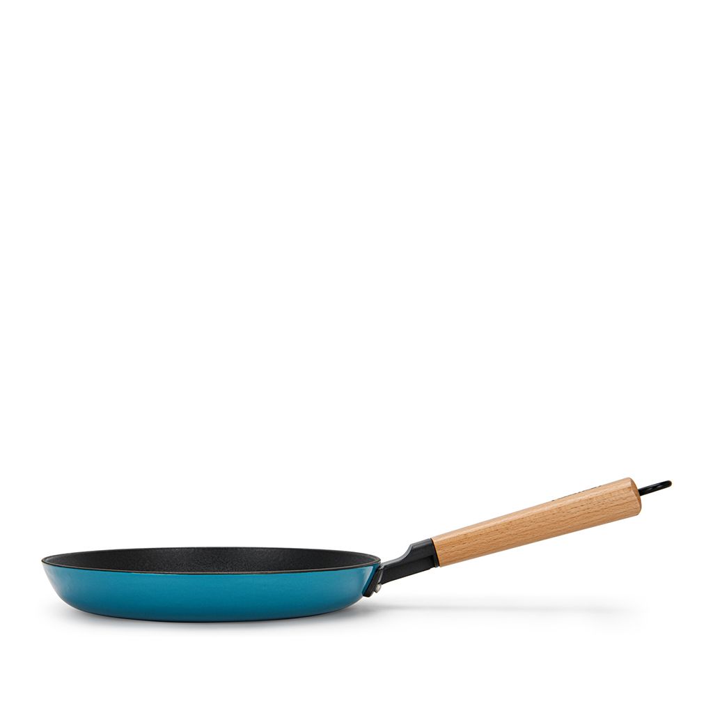 Сковорода-гриль 24x3,5см с деревянной ручкой (эмалированный чугун)