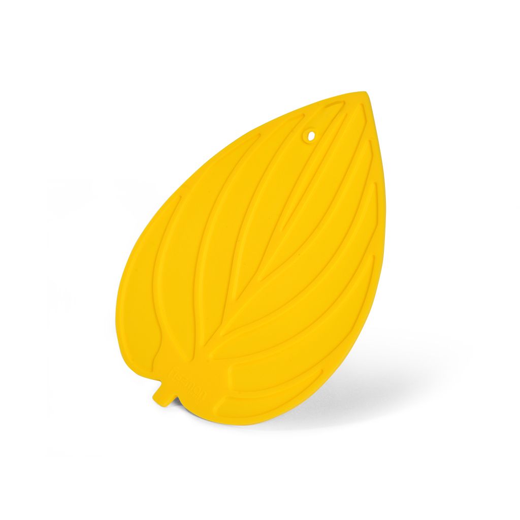 Силиконовая подставка под горячее в форме листа (желтая)