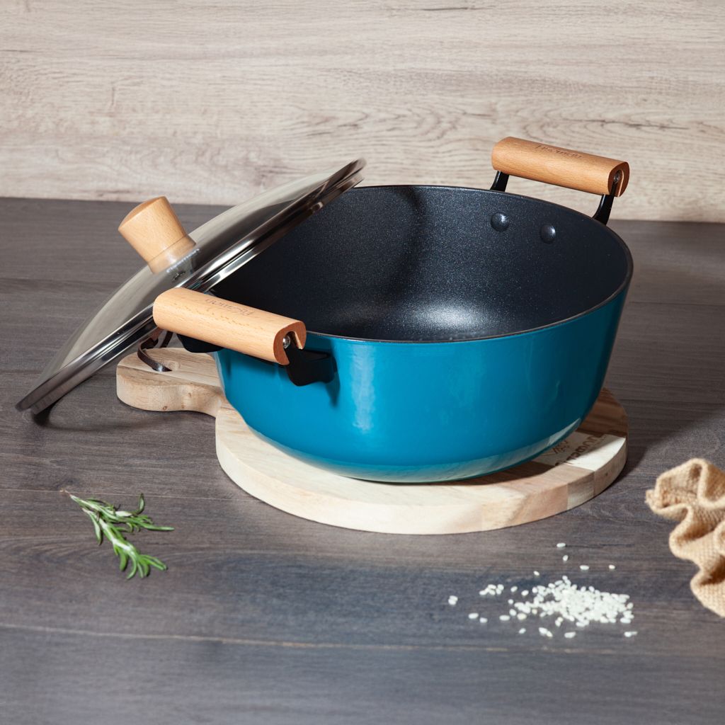 Кастрюля SEAGREEN 28x12см / 6л. со стеклянной крышкой (эмалированны