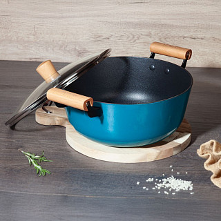 Кастрюля SEAGREEN 28x12см / 6л. со стеклянной крышкой (эмалированны