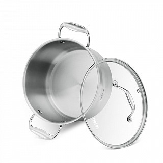Кастрюля PLATINO 22x12,5 см / 4,4л со стеклянной крышкой (нерж.стал Кастрюля PLATINO 22x12,5 см / 4,4л со стеклянной крышкой (нерж.стал