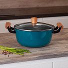 Кастрюля SEAGREEN 24x11см / 4л. со стеклянной крышкой (эмалированны