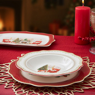 Салатник CHRISTMAS EVE 23,5x6,5см цвет красный (фарфор)