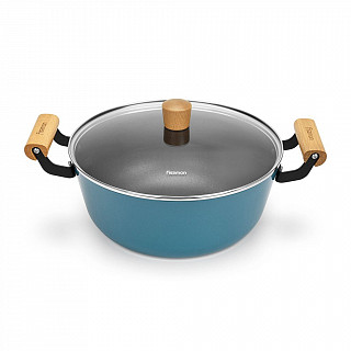 Кастрюля SEAGREEN 28x12см / 6л. со стеклянной крышкой (эмалированны