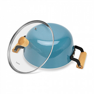 Кастрюля SEAGREEN 28x12см / 6л. со стеклянной крышкой (эмалированны