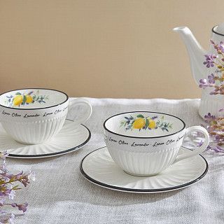 Набор из 2 чашек PROVENCE 250 мл с блюдцами (фарфор)