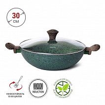 Вок MALACHITE 30x9 см с крышкой (алюминий)