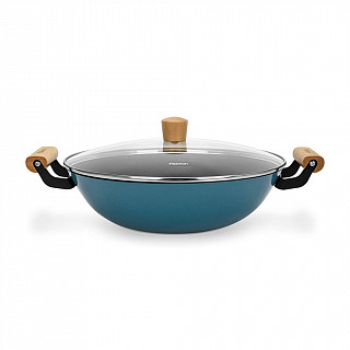 Вок SEAGREEN 32x9,2см / 5л. со стеклянной крышкой (эмалированный чу Вок SEAGREEN 32x9,2см / 5л. со стеклянной крышкой (эмалированный чу