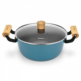 Кастрюля SEAGREEN 24x11см / 4л. со стеклянной крышкой (эмалированны