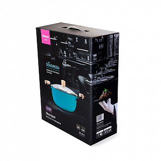 Кастрюля SEAGREEN 32x12,5см / 8л. со стеклянной крышкой (эмалирован