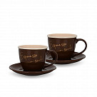 Набор из 2-х чашек 240 мл BLACK COFFEE с блюдцами (фарфор)