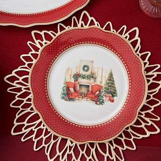 Тарелка CHRISTMAS EVE 27см цвет красный (фарфор)