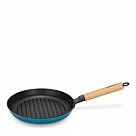 Сковорода-гриль 24x3,5см с деревянной ручкой (эмалированный чугун)