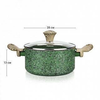 Кастрюля MALACHITE 28x13см / 7,6л со стеклянной крышкой (алюминий) Кастрюля MALACHITE 28x13см / 7,6л со стеклянной крышкой (алюминий)