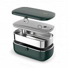Ланч-бокс с функцией подогрева для авто 900мл (пластик + нерж.сталь