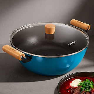 Кастрюля SEAGREEN 32x12,5см / 8л. со стеклянной крышкой (эмалирован