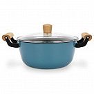 Кастрюля SEAGREEN 24x11см / 4л. со стеклянной крышкой (эмалированны