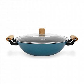 Вок SEAGREEN 32x9,2см / 5л. со стеклянной крышкой (эмалированный чу