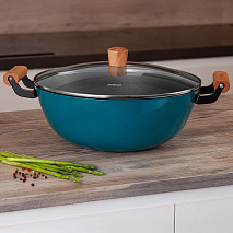 Кастрюля SEAGREEN 32x12,5см / 8л. со стеклянной крышкой (эмалирован
