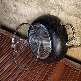 Вок PROMO 40x12см / 13,2л со стеклянной крышкой (алюминий) Вок PROMO 40x12см / 13,2л со стеклянной крышкой (алюминий)