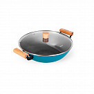 Вок SEAGREEN 32x9,2см / 5л. со стеклянной крышкой (эмалированный чу