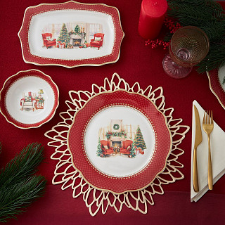 Тарелка CHRISTMAS EVE 27см цвет красный (фарфор)