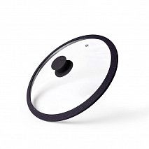 Крышка ARCADES 24см с силиконовым ободком, цвет ЧЕРНЫЙ (стекло)