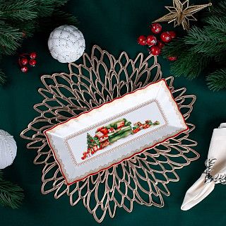 Блюдо CHRISTMAS EVE прямоугольное 28х12,5см цвет красный (фарфор)