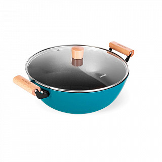 Кастрюля SEAGREEN 32x12,5см / 8л. со стеклянной крышкой (эмалирован