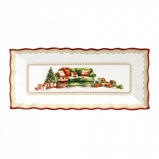 Блюдо CHRISTMAS EVE прямоугольное 28х12,5см цвет красный (фарфор)