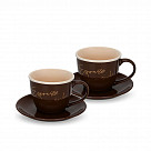 Набор из 2-х чашек 240 мл BLACK COFFEE с блюдцами (фарфор)