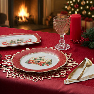 Тарелка CHRISTMAS EVE 27см цвет красный (фарфор)