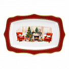 Блюдо CHRISTMAS EVE прямоугольное 28х19см цвет красный (фарфор)