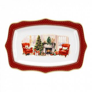 Блюдо CHRISTMAS EVE прямоугольное 28х19см цвет красный (фарфор)