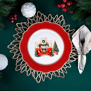 Тарелка CHRISTMAS EVE 27см цвет красный (фарфор)