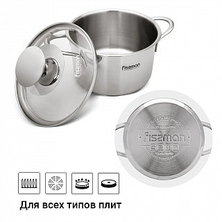Кастрюля BAMBINO 14x6,0 см / 0,9 л со стекл. крышкой (нерж. сталь) Кастрюля BAMBINO 14x6,0 см / 0,9 л со стекл. крышкой (нерж. сталь)