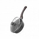 Сковорода для жарки UNIQUE PRO 20x5,9см со стеклянной крышкой (алю