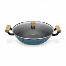 Вок SEAGREEN 32x9,2см / 5л. со стеклянной крышкой (эмалированный чу