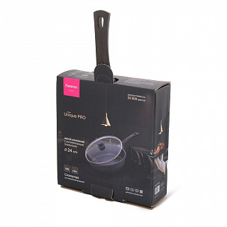 Сковорода для жарки UNIQUE PRO 24x6,4см со стеклянной крышкой (алю