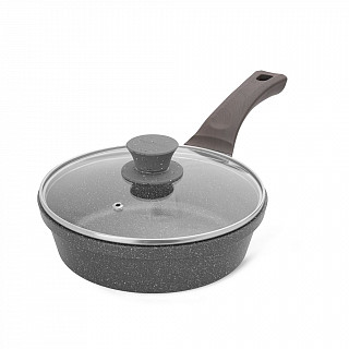 Сковорода для жарки UNIQUE PRO 20x5,9см со стеклянной крышкой (алю