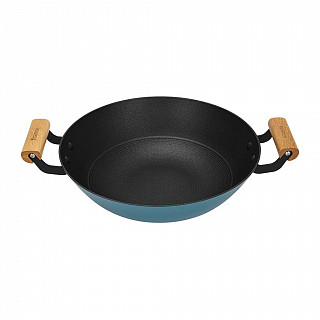 Вок SEAGREEN 32x9,2см / 5л. со стеклянной крышкой (эмалированный чу Вок SEAGREEN 32x9,2см / 5л. со стеклянной крышкой (эмалированный чу