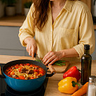 Кастрюля SEAGREEN 28x12см / 6л. со стеклянной крышкой (эмалированны