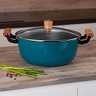 Кастрюля SEAGREEN 28x12см / 6л. со стеклянной крышкой (эмалированны