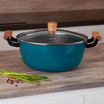 Кастрюля SEAGREEN 28x12см / 6л. со стеклянной крышкой (эмалированны