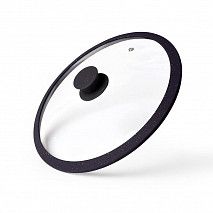 Крышка ARCADES 28см с силиконовым ободком, цвет ЧЕРНЫЙ (стекло)