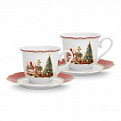 Набор из 2 чашек CHRISTMAS EVE 250 мл с блюдцами цвет красный (фар