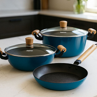 Кастрюля SEAGREEN 28x12см / 6л. со стеклянной крышкой (эмалированны