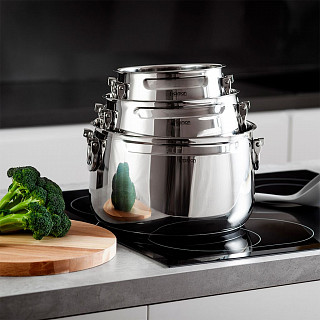 Кастрюля IRON ELEGANCE 24х15 см / 6,3 л со стеклянной крышкой (нер