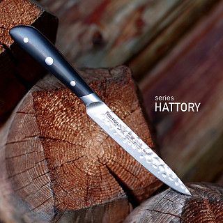 Нож HATTORI Универсальный 13см hammered (420J2 сталь) Нож HATTORI Универсальный 13см hammered (420J2 сталь)