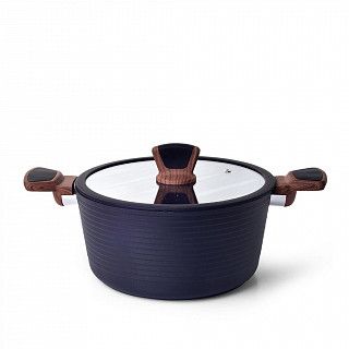 Кастрюля DIAMOND 24x12см / 4,5л со стеклянной крышкой (алюминий)